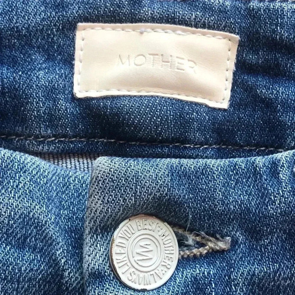 MOTHER High Waisted Looker Ankle Fray Denim Jeans One Smart Cookie Size 23 - Picture 6 of 16